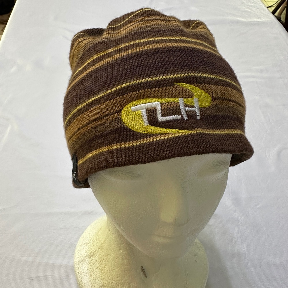 Arcteryx TLH Beanie Hat OS Brown Striped Wool Blend Fleece Lined Gorpcore Italy